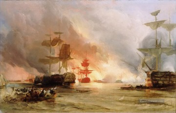  Seeschlachts Malerei - Das Bombardement von Algier 1816 von George Chambers Ältere Kriegsschiff Seeschlachts